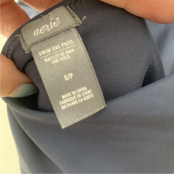 Aerie Swim One Piece High Leg Side Cut Out One Piece Swimsuit S Blue Low Back - Picture 8 of 12